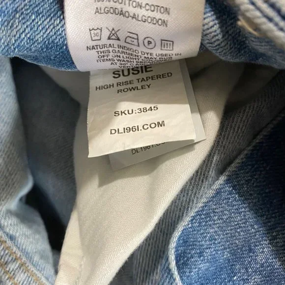 DL 1961 Jeans womens 31 x 26 blue ripped distress Susie‎ high rise Tapered - Picture 6 of 9